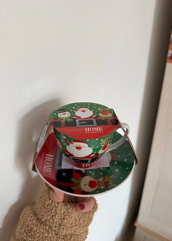 Renkli Noel Temalı Fincan ve Tabak Seti - Görsel 6