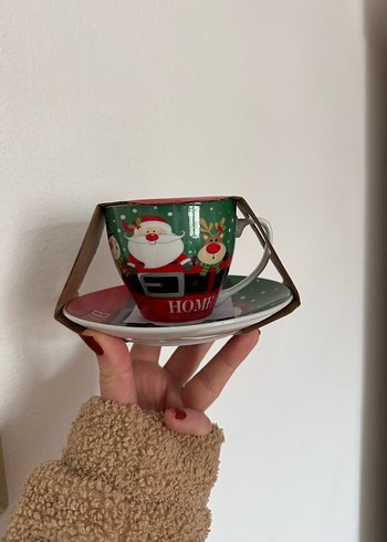 Renkli Noel Temalı Fincan ve Tabak Seti - Görsel 5