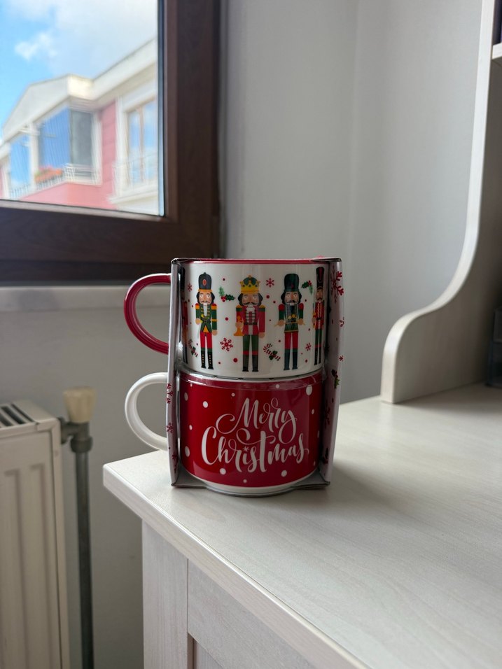 New Bone Fındıkkıran ve Merry Christmas Baskılı Noel Bardağı Set - Görsel 2