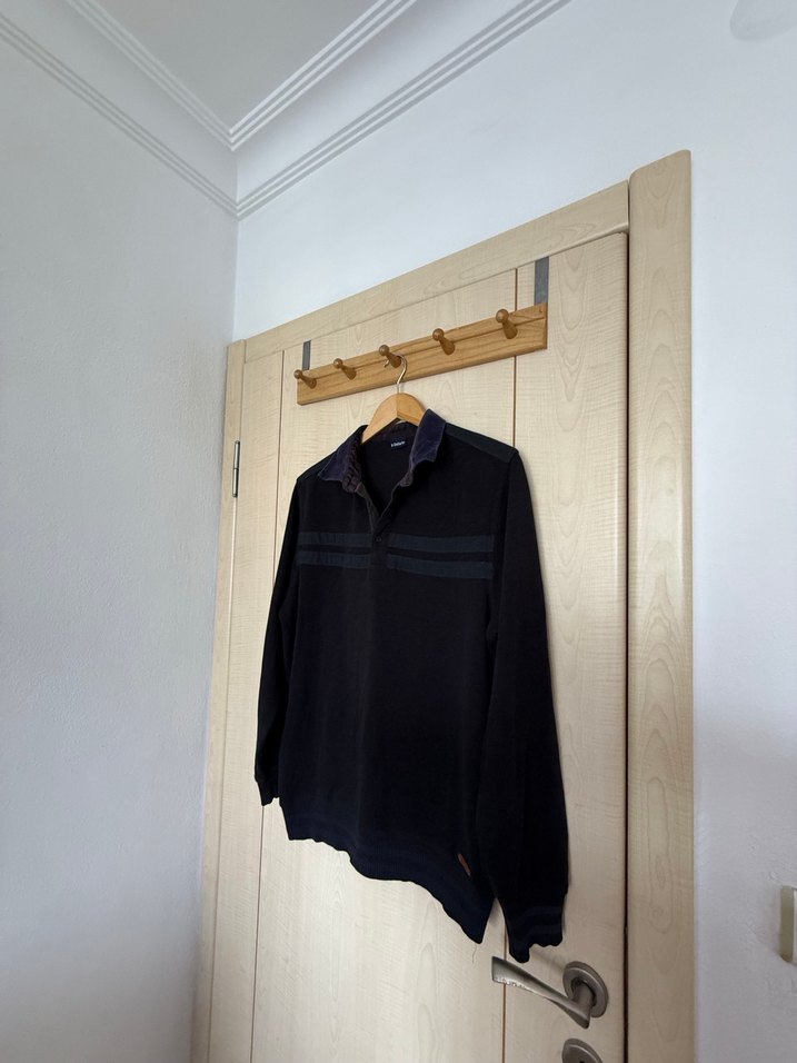 Düğmeli Siyah Erkek Sweatshirt - Görsel 2