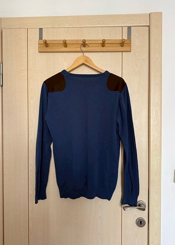 Erkek Lacivert Süet Omuz Detaylı Triko Kazak - Görsel 3