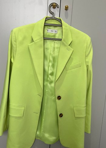 Mango Canli Neon Yesil Uzun Kollu Blazer Ceket