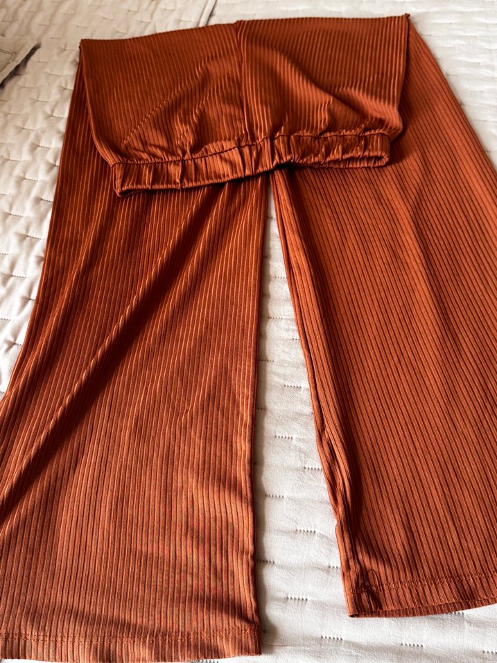 Kadın Pilili Kahverengi Midi Kumaş Pantolon - Görsel 2