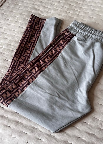 Nakışlı Fermuarlı Gri Kadın Eşofman Altı - Görsel 2