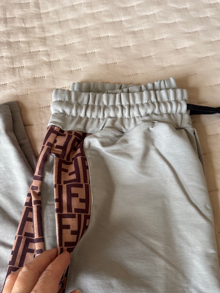 Nakışlı Fermuarlı Gri Kadın Eşofman Altı - Görsel 3