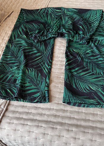 Yeşil Yaprak Desenli Bol Kesim Kadın Pantolon - Görsel 2