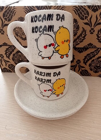 İkili KOCAM DA KOCAM - KARIM DA KARIM Civciv Kahve Fincanı 