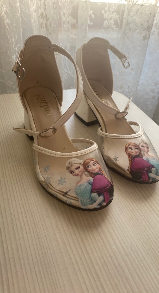 Kız Çocuk Beyaz Baskılı Tokalı topuklu ayakkabı - Görsel 2