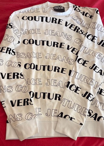 Versace Jeans Logo Baskili Ekru Sweatshirt
