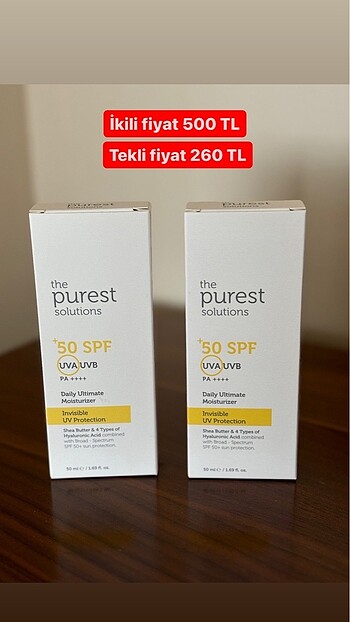 The Purest 50 spf güneş kremi