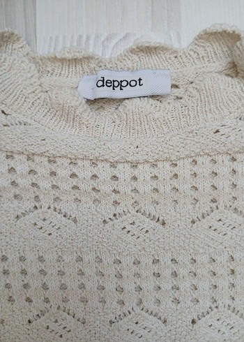 krem Dantel Detaylı Uzun Triko Elbise - Görsel 5