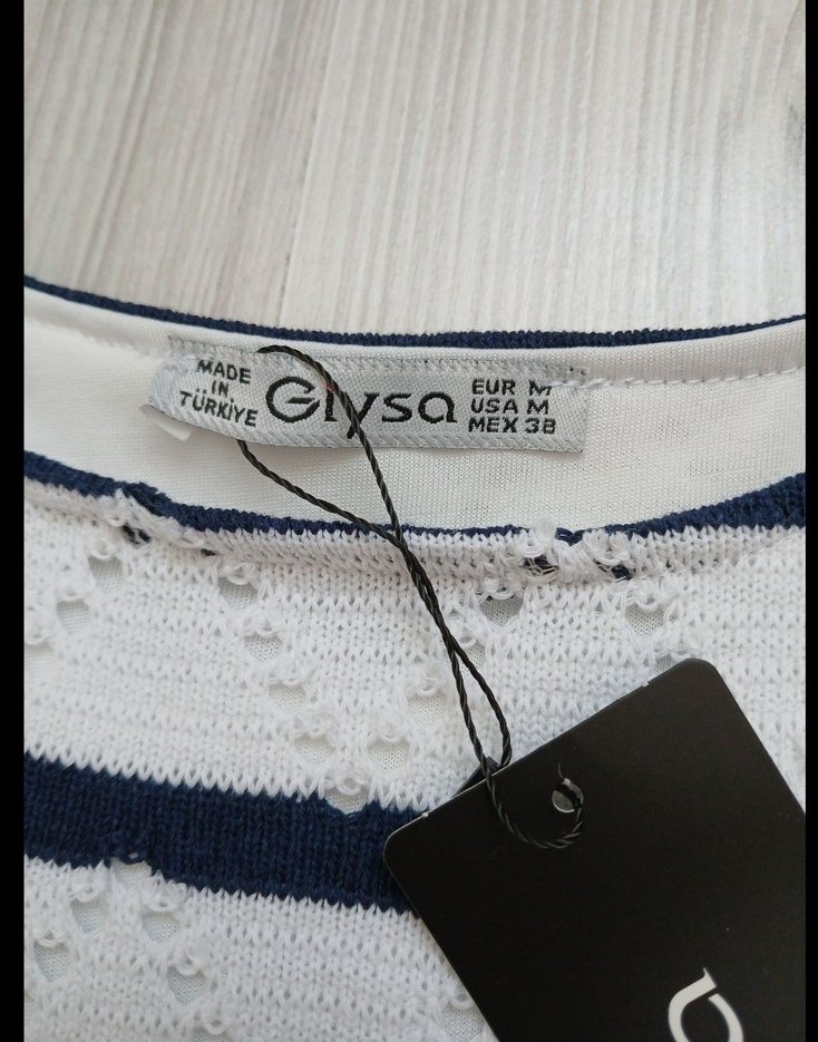 Çizgili Kolsuz Mini Triko Elbise - Görsel 3