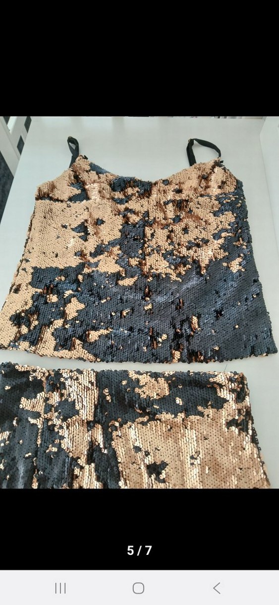 Pul İşlemeli Siyah etek bluz takım - Görsel 5