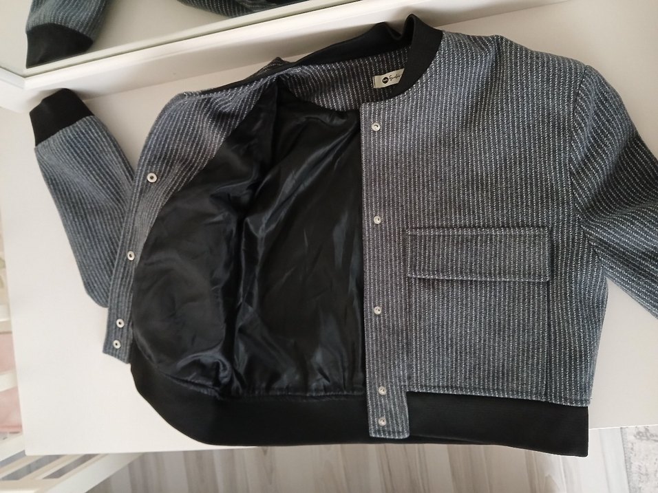 Düğmeli Gri Midi Kadın Ceket - Görsel 4