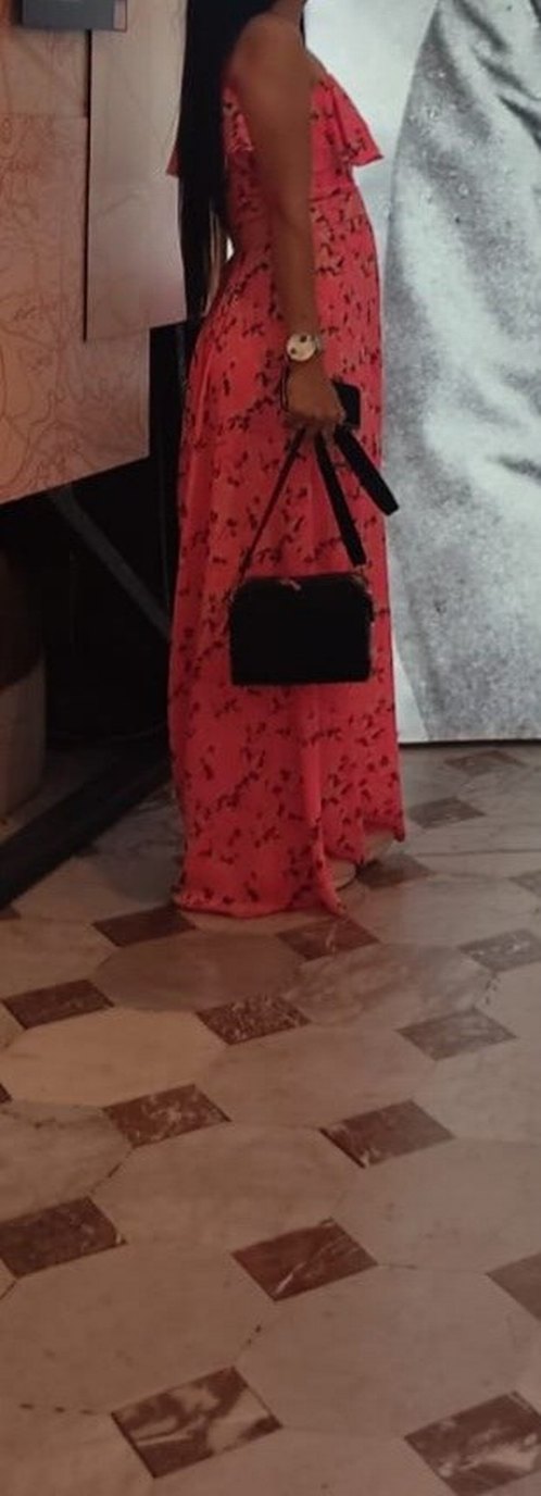 Pembe Çiçekli Uzun Bohem Elbise - Görsel 2