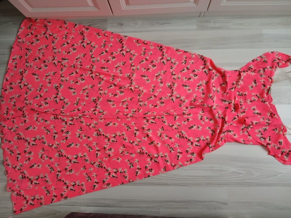 Pembe Çiçekli Uzun Bohem Elbise - Görsel 4