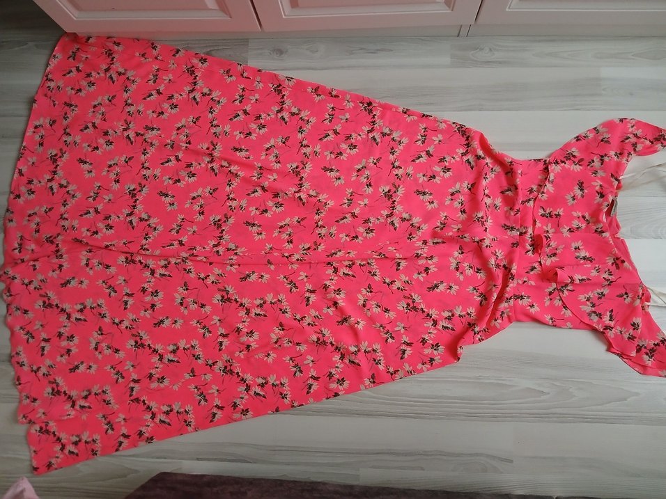 Pembe Çiçekli Uzun Bohem Elbise - Görsel 5