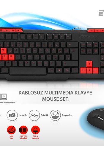 Everest km 6825 klavye mouse set - Görsel 3