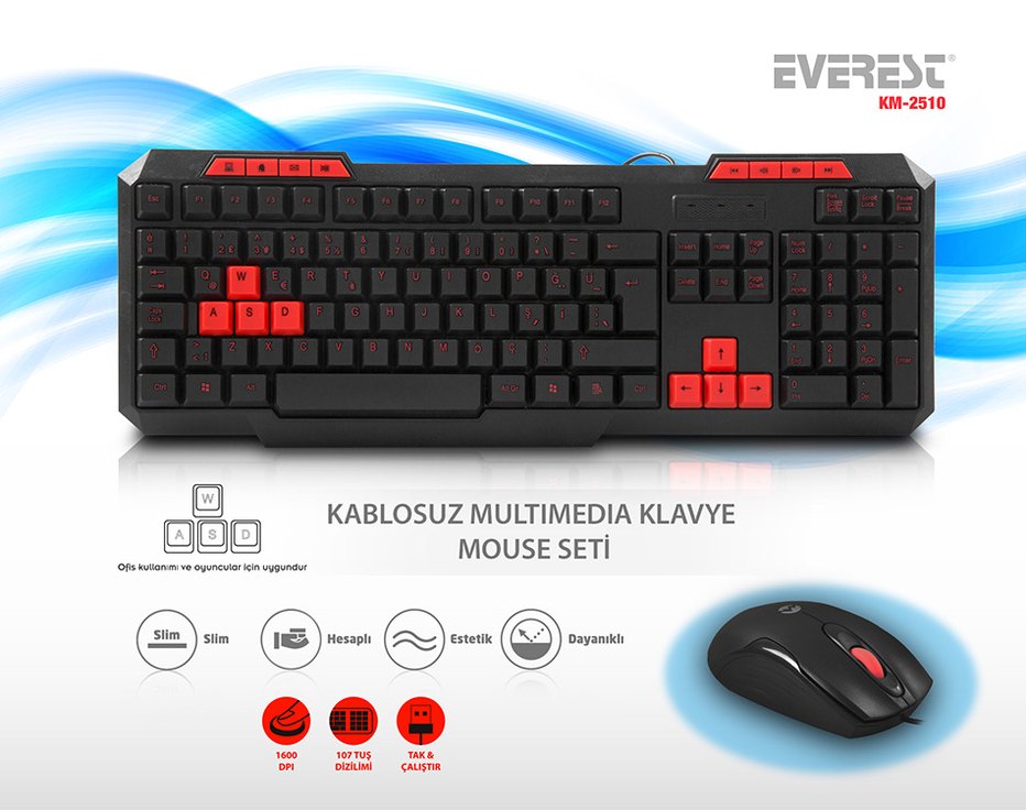 Everest km 6825 klavye mouse set - Görsel 3
