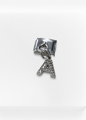 Beden gri Renk Harf Charm A Harfi 9MM - Stainless Steel