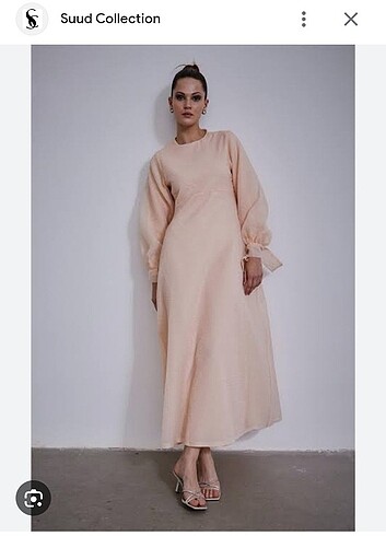 Suud Collection Somon rengi Tesettür Elbise