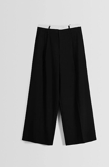 Bershka poplin bel detaylı wide leg özel dikim pantolon