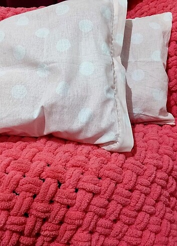 Beden pembe Renk Puffy bebek battaniye 2 adet yastık
