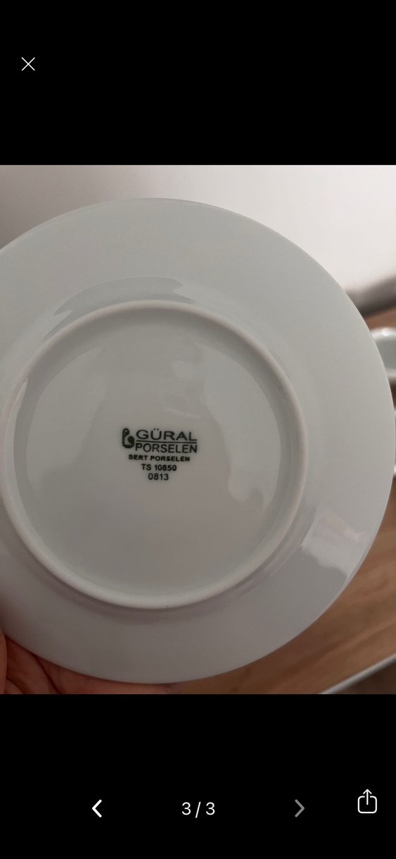 Beyaz Gri Desenli 6'lı Çay Fincan ve Tabak Seti - Görsel 3