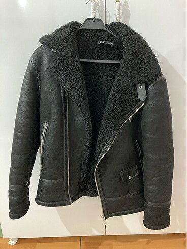 Süet Görünümlü Kürklü Biker Ceket