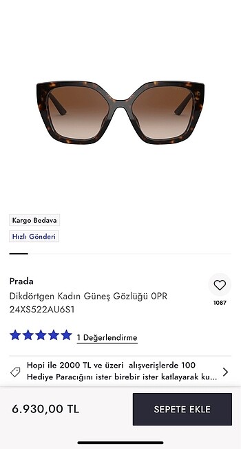 Prada güneş gözlüğü