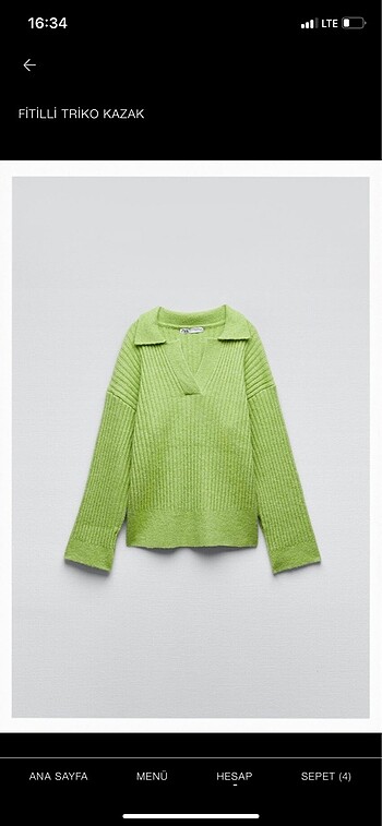 Zara Oversize Triko Kazak