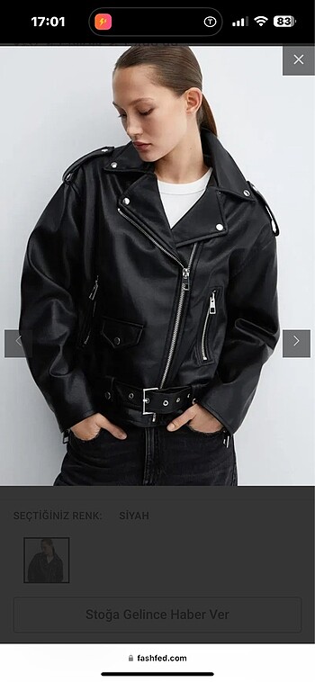 m Beden Mango biker deri ceket