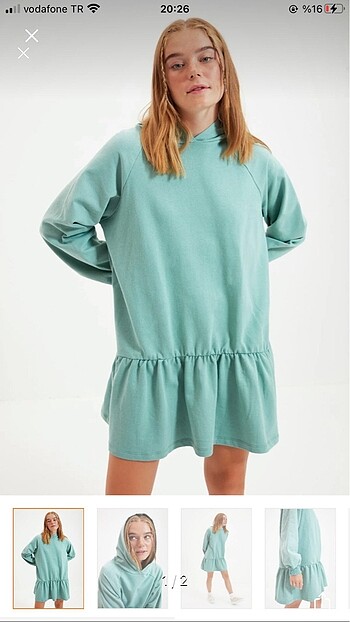 Mint yeşili sweatshirt elbise