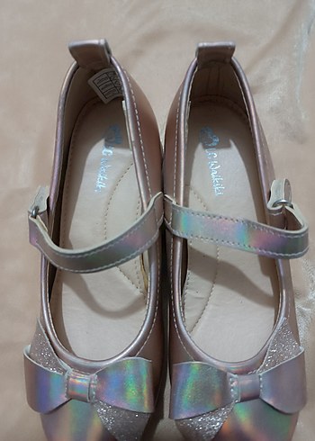 Kız Çocuk Pembe Parlak kurdele detaylı topuklu Ayakkabı - Görsel 4