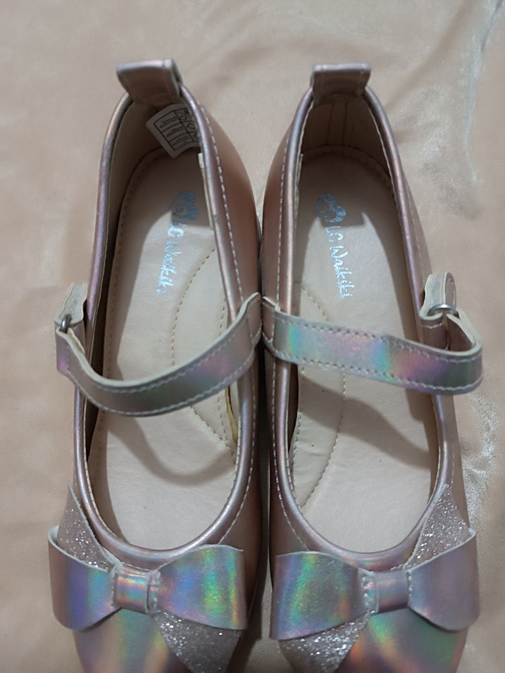 Kız Çocuk Pembe Parlak kurdele detaylı topuklu Ayakkabı - Görsel 4