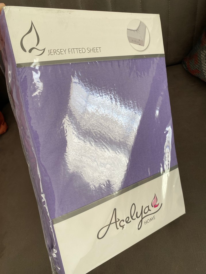 Mor Pastel Baskılı Penye Lastikli Çarşaf - Görsel 2