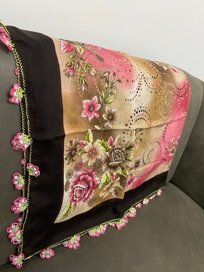 Çiçek Desenli iğne oyalı yazma - Görsel 3