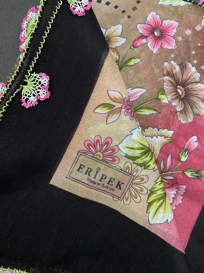 Çiçek Desenli iğne oyalı yazma - Görsel 2