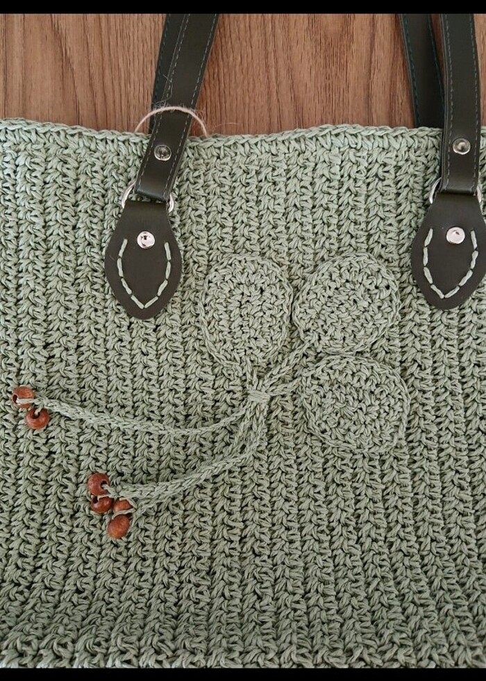 Kağıt ip örgü askılı çanta  - Görsel 3
