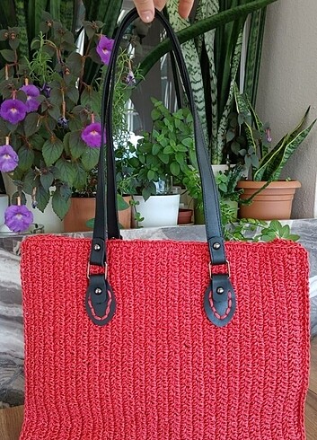 Kağıt ip örgü askılı çanta  - Görsel 4