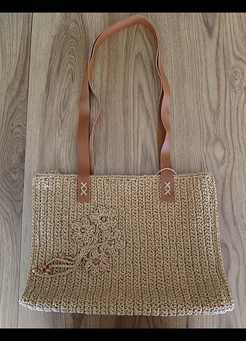 Kağıt ip örgü askılı çanta - Görsel 4