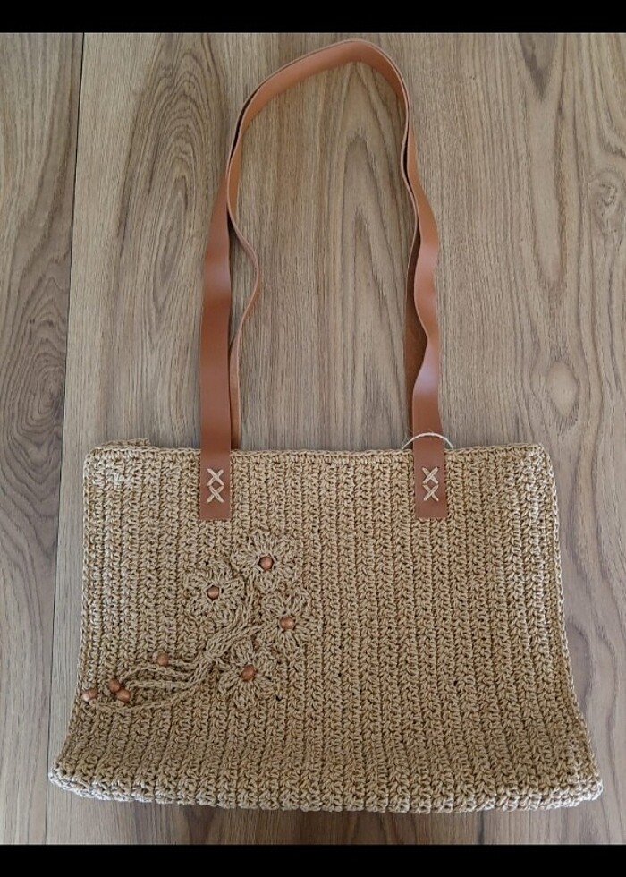 Kağıt ip örgü askılı çanta  - Görsel 4