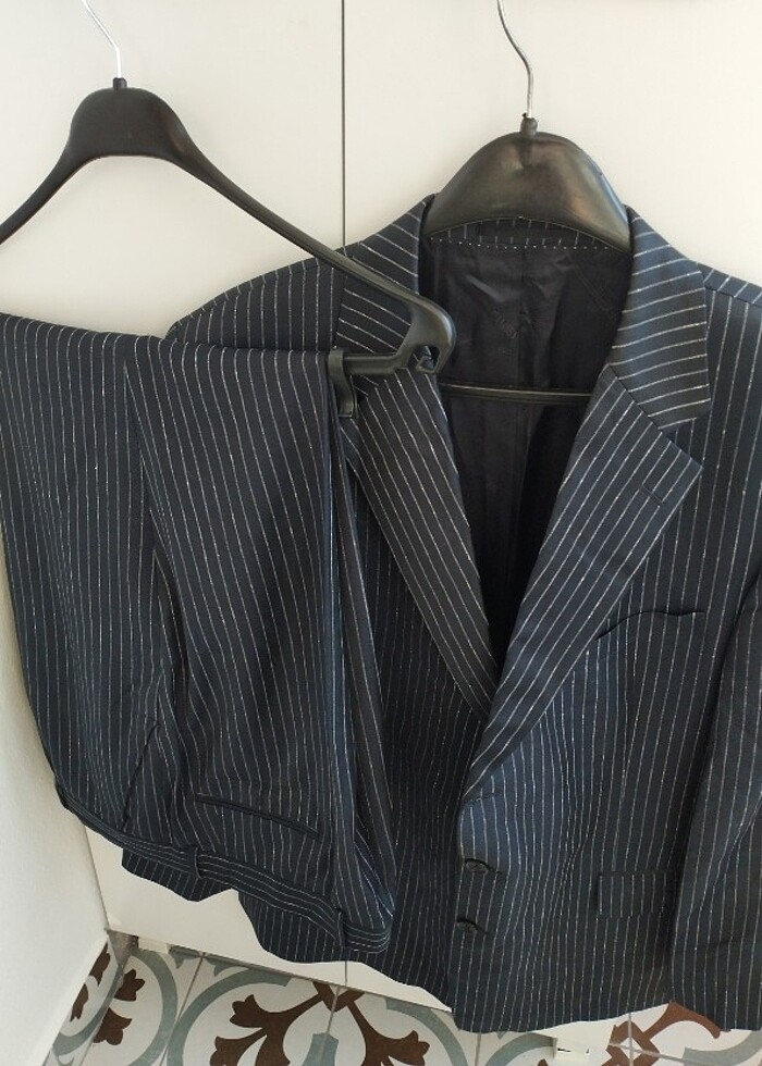 Ramsey 56 /drop 6 lacivert çizgili takım elbise - Görsel 3