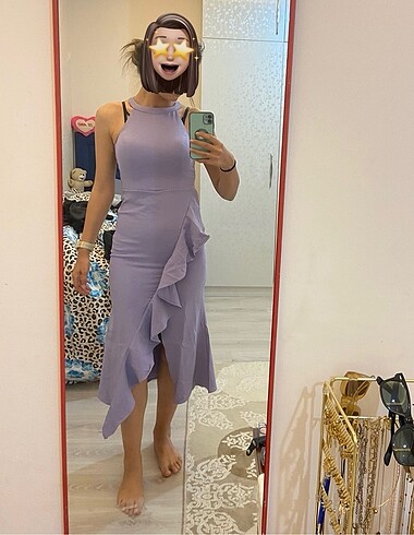 Trendyol & Milla Lila yırtmaçlı kolsuz gece elbisesi