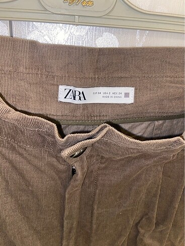 xs Beden haki Renk Zara haki kadife bilekte pantolon