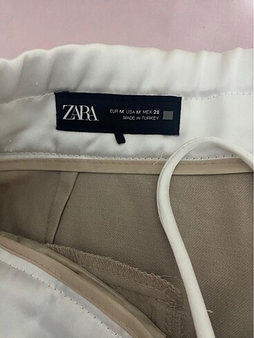 m Beden beyaz Renk Zara çift bel bantlı wide leg pantolon