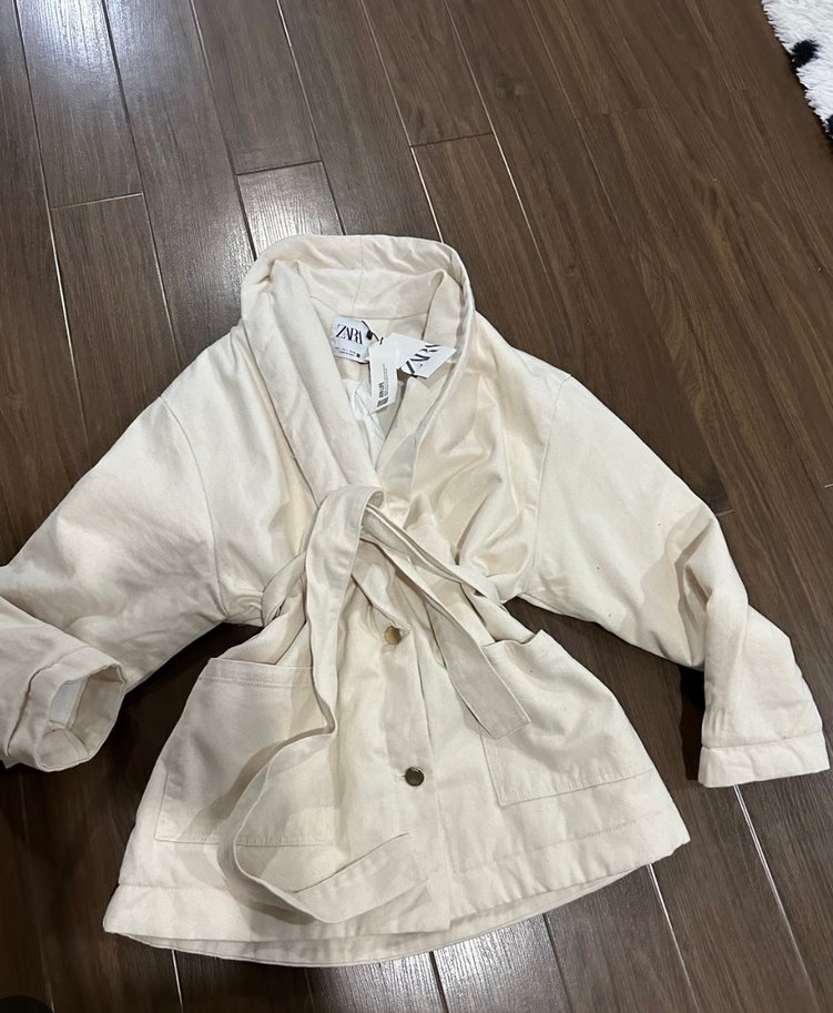 Beyaz denim Midi Kadın Ceket - Görsel 3