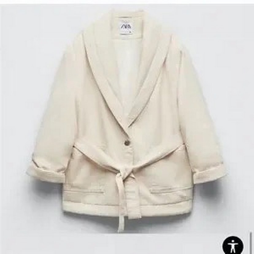 Beyaz denim Midi Kadın Ceket - Görsel 2