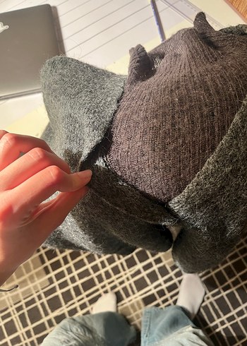 Gri Örgü Kadın Hırka ve kazak beraber - Görsel 5