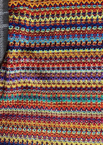 Renkli Örgü Bohem Kadın Elbise - Görsel 2